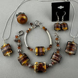 TARTAN V ~ STERLING SILVER BRACELET WITH HANDMADE GLASS BEAD