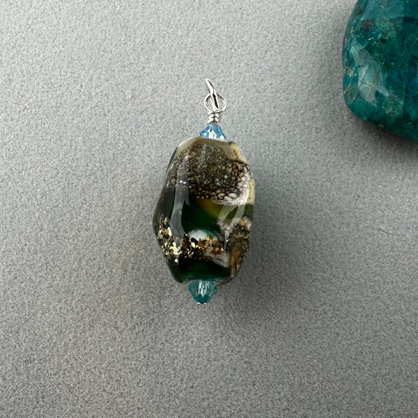 OCEAN GOLD DUST ~ HANDMADE GLASS PENDANT