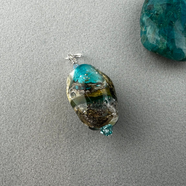 OCEAN GOLD DUST ~ HANDMADE GLASS PENDANT