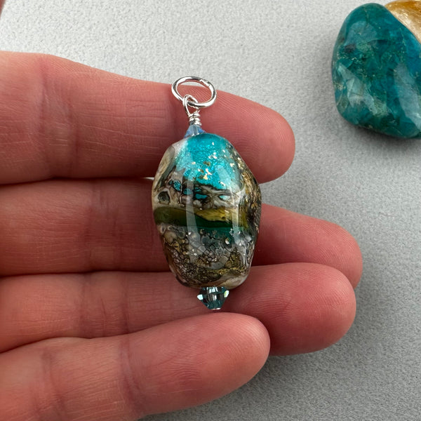 OCEAN GOLD DUST ~ HANDMADE GLASS PENDANT