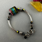 TARTAN III ~ STERLING SILVER BRACELET WITH HANDMADE GLASS BEAD