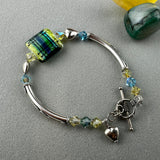 TARTAN II ~ STERLING SILVER BRACELET WITH HANDMADE GLASS BEAD