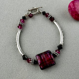 TARTAN IV ~ STERLING SILVER BRACELET WITH HANDMADE GLASS BEAD