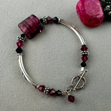 TARTAN IV ~ STERLING SILVER BRACELET WITH HANDMADE GLASS BEAD