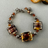 PURPLE TARTAN ~ HANDMADE GLASS BEAD BRACELET