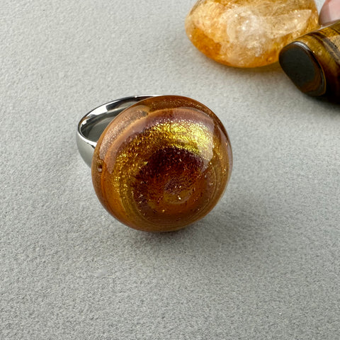 TARTAN II ~ HANDMADE GLASS RING TOPPER