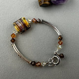 TARTAN V ~ STERLING SILVER BRACELET WITH HANDMADE GLASS BEAD