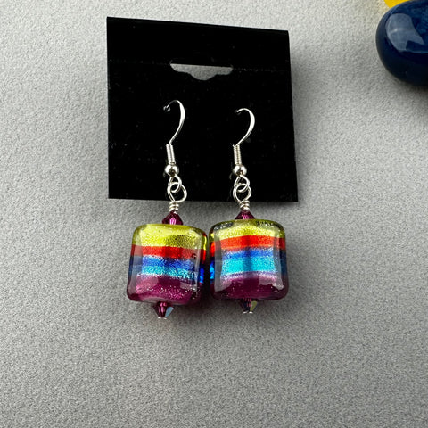 RAINBOW RIBBON ~ HANDMADE GLASS EARRINGS