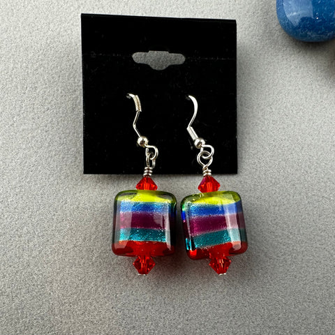 RAINBOW RIBBON II ~ HANDMADE GLASS EARRINGS