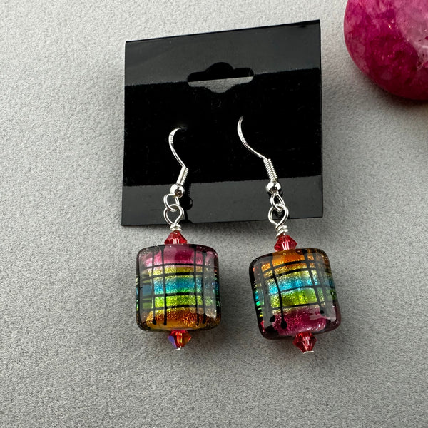 TARTAN ~ HANDMADE GLASS EARRINGS