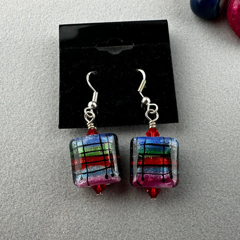 TARTAN VII ~ HANDMADE GLASS EARRINGS