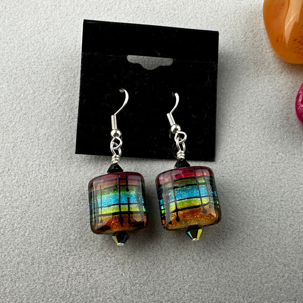 TARTAN II ~ HANDMADE GLASS EARRINGS