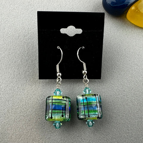 TARTAN III ~ HANDMADE GLASS EARRINGS