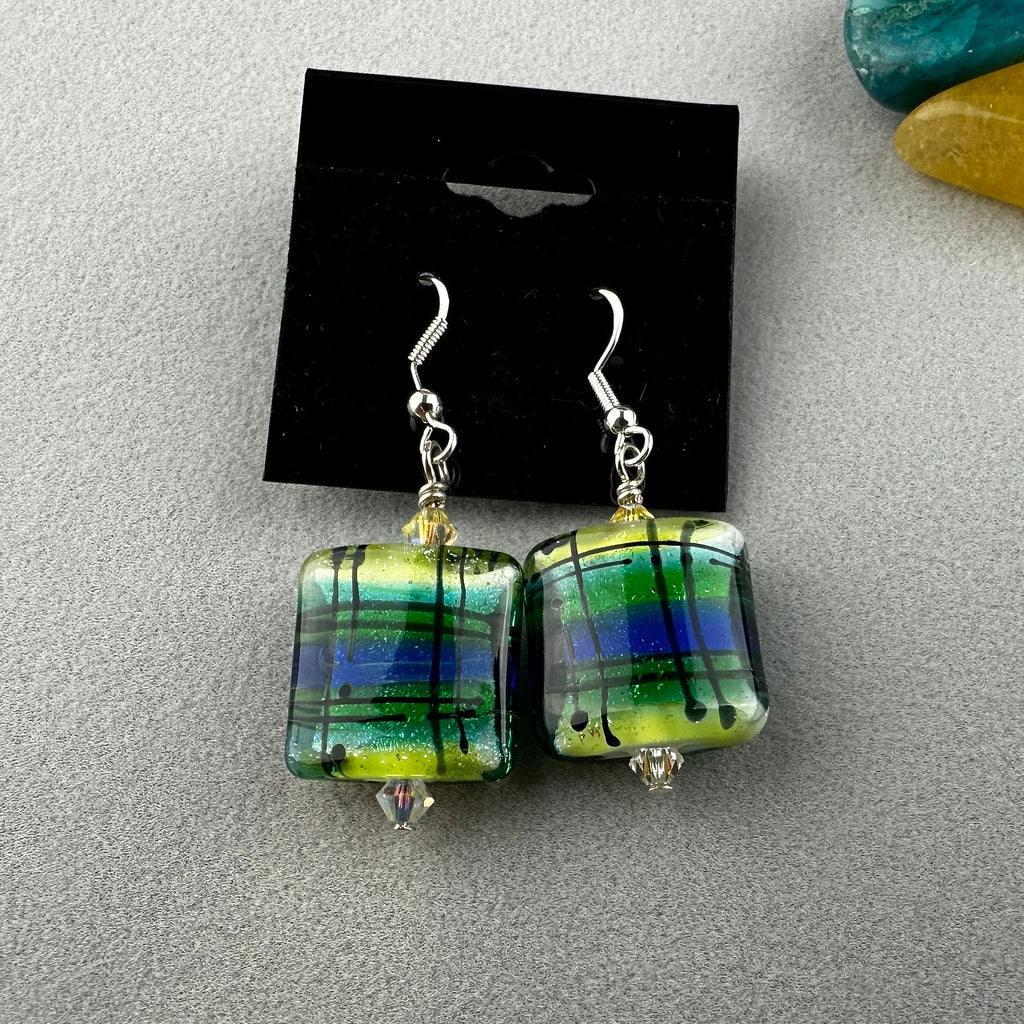 TARTAN IV ~ HANDMADE GLASS EARRINGS