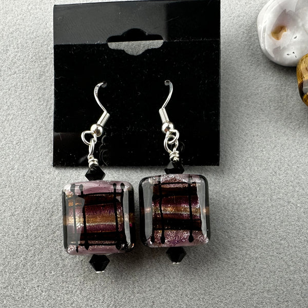 TARTAN VI ~ HANDMADE GLASS EARRINGS