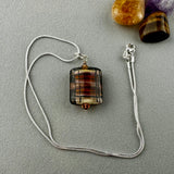 TARTAN ~ HANDMADE GLASS PENDANT ON AN 18
