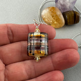 TARTAN II ~ HANDMADE GLASS PENDANT ON AN 18