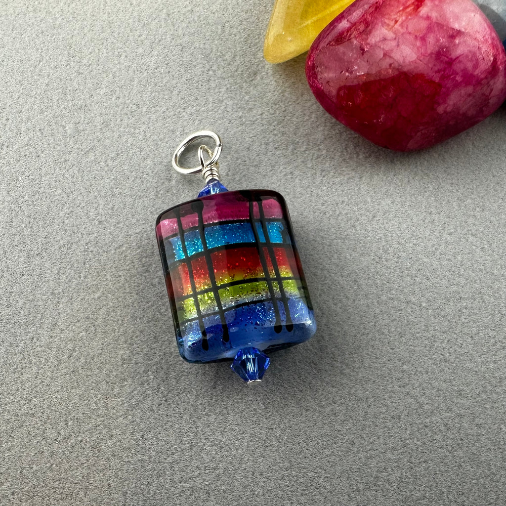 TARTAN X ~ HANDMADE GLASS PENDANT