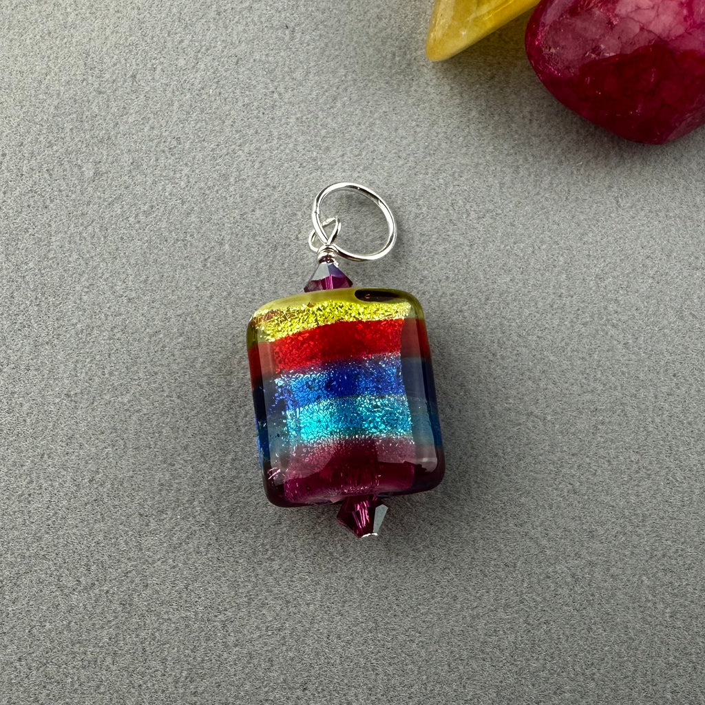RAINBOW RIBBON ~ HANDMADE GLASS PENDANT