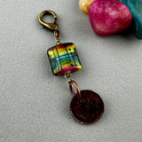 LUCKY PENNY CHARM WITH HANDMADE GLASS BEAD AND MERMAID CHARM II