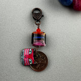 LUCKY PENNY CHARM WITH HANDMADE GLASS BEAD AND CAT CHARM II