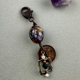 LUCKY PENNY CHARM WITH HANDMADE GLASS BEAD AND CRYSTAL PEWTER FRAME