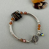 ZEBRA TRAIL II ~ STERLING SILVER BRACELET WITH HANDMADE GLASS BEAD