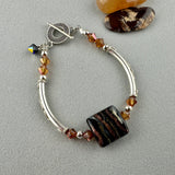 ZEBRA TRAIL II ~ STERLING SILVER BRACELET WITH HANDMADE GLASS BEAD