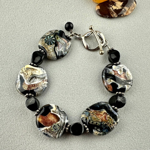COPPER ECLIPSE ~ HANDMADE GLASS BEAD BRACELET