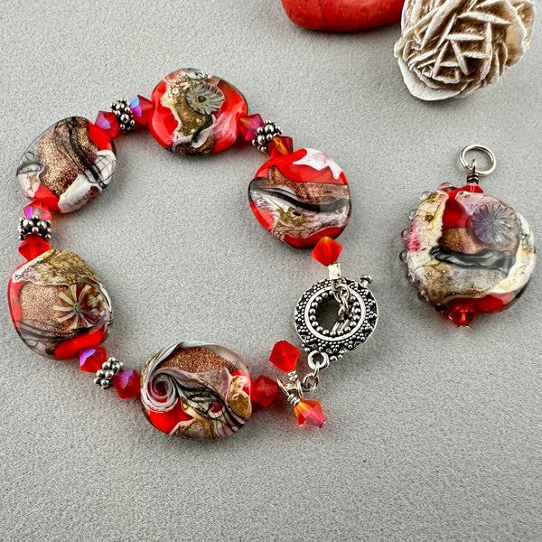 RED HOTS II ~ HANDMADE GLASS PENDANT
