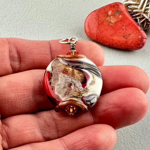 RED HOTS ~ HANDMADE GLASS PENDANT