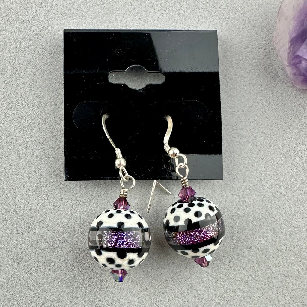 PURPLE PEOPLE EATER ~ HANDMADE GLASS BEAD EARRINGS