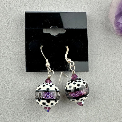 PURPLE PEOPLE EATER ~ HANDMADE GLASS BEAD EARRINGS