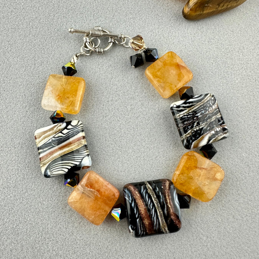 ZEBRA TRAIL ~ HANDMADE GLASS BEAD BRACELET