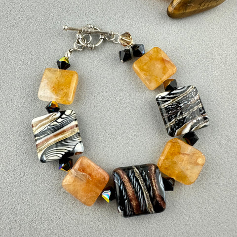 ZEBRA TRAIL ~ HANDMADE GLASS BEAD BRACELET