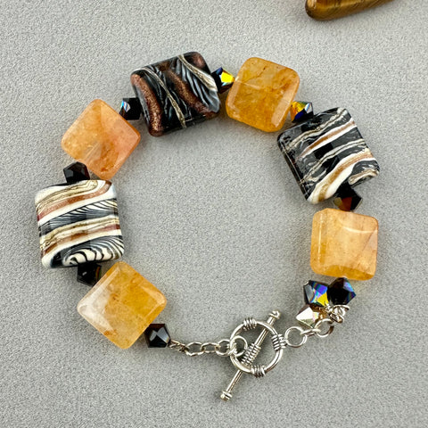 ZEBRA TRAIL ~ HANDMADE GLASS BEAD BRACELET