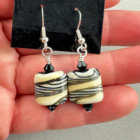 ZEBRA AVENUE II ~ HANDMADE GLASS EARRINGS
