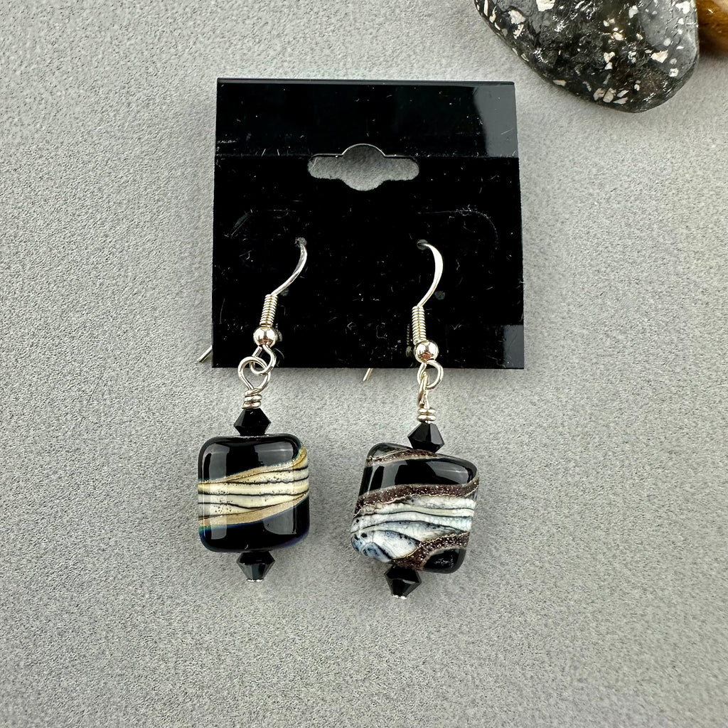 ZEBRA TRAIL II ~ HANDMADE GLASS EARRINGS