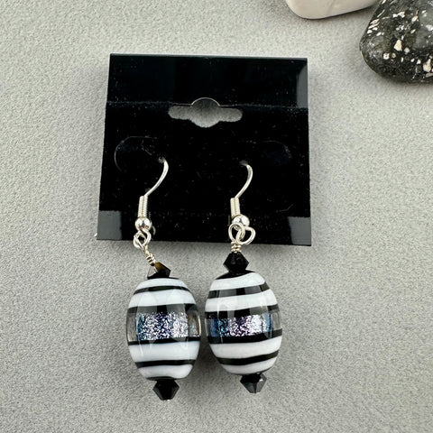 OREO ~ HANDMADE GLASS BEAD EARRINGS