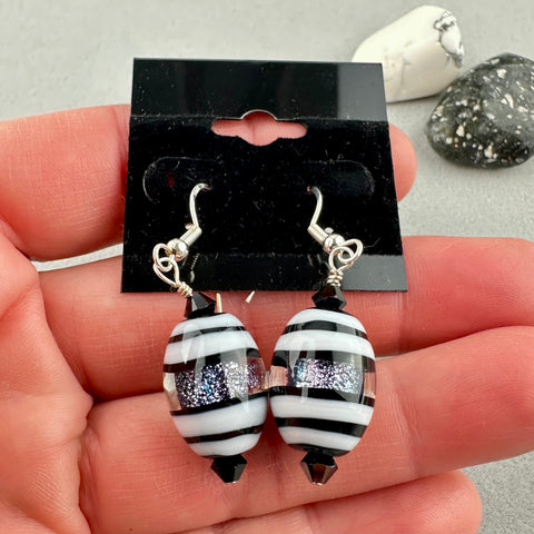 OREO ~ HANDMADE GLASS BEAD EARRINGS