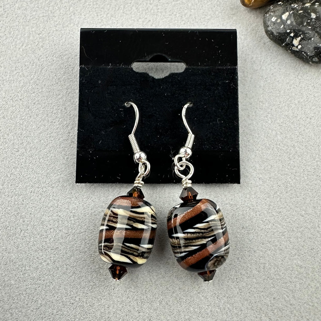 ZEBRA TRAIL III ~ HANDMADE GLASS EARRINGS