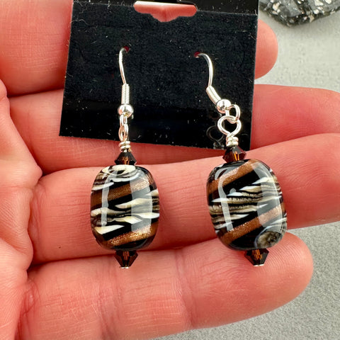 ZEBRA TRAIL III ~ HANDMADE GLASS EARRINGS