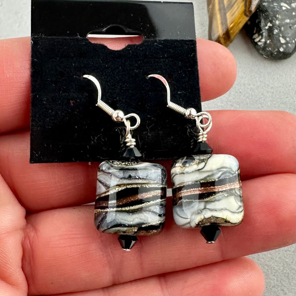 ZEBRA TRAIL ~ HANDMADE GLASS EARRINGS