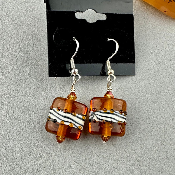 ZEBRA CROSSING ~ HANDMADE GLASS EARRINGS