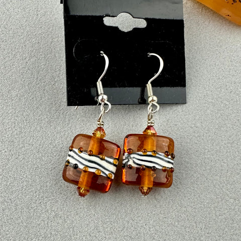 ZEBRA CROSSING ~ HANDMADE GLASS EARRINGS
