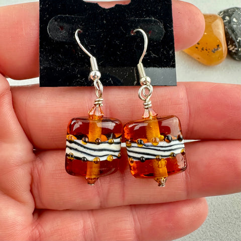ZEBRA CROSSING ~ HANDMADE GLASS EARRINGS