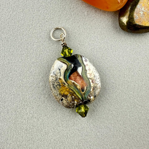 COPPER ECLIPSE II ~ HANDMADE GLASS PENDANT