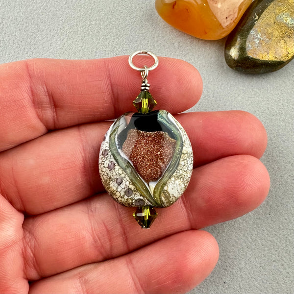 COPPER ECLIPSE II ~ HANDMADE GLASS PENDANT