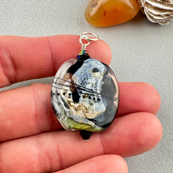 COPPER ECLIPSE III ~ HANDMADE GLASS PENDANT