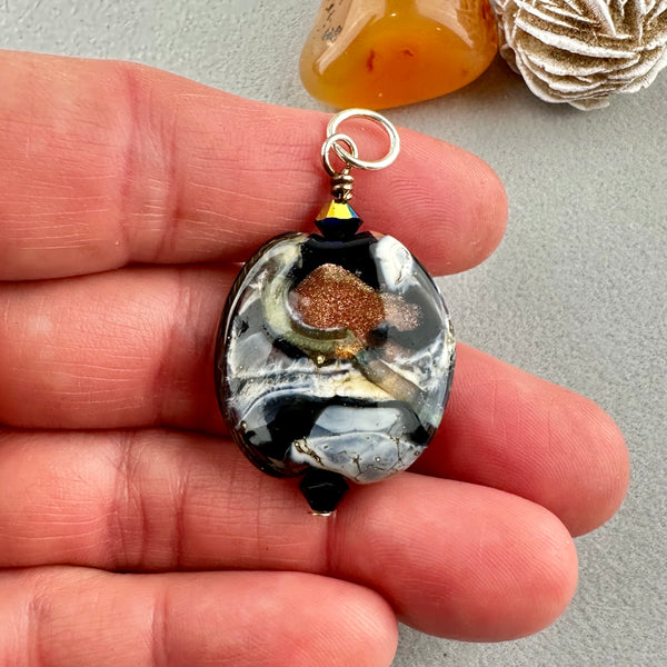 COPPER ECLIPSE IV ~ HANDMADE GLASS PENDANT